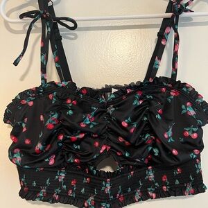 Black Cherry Print Bralette & Panty Set